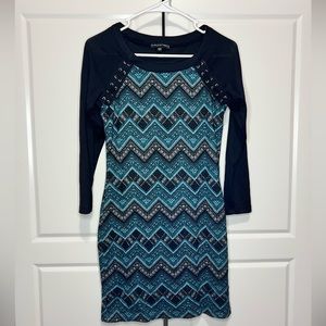 Three Pink Hearts Chevron Sweater Dress Sz S